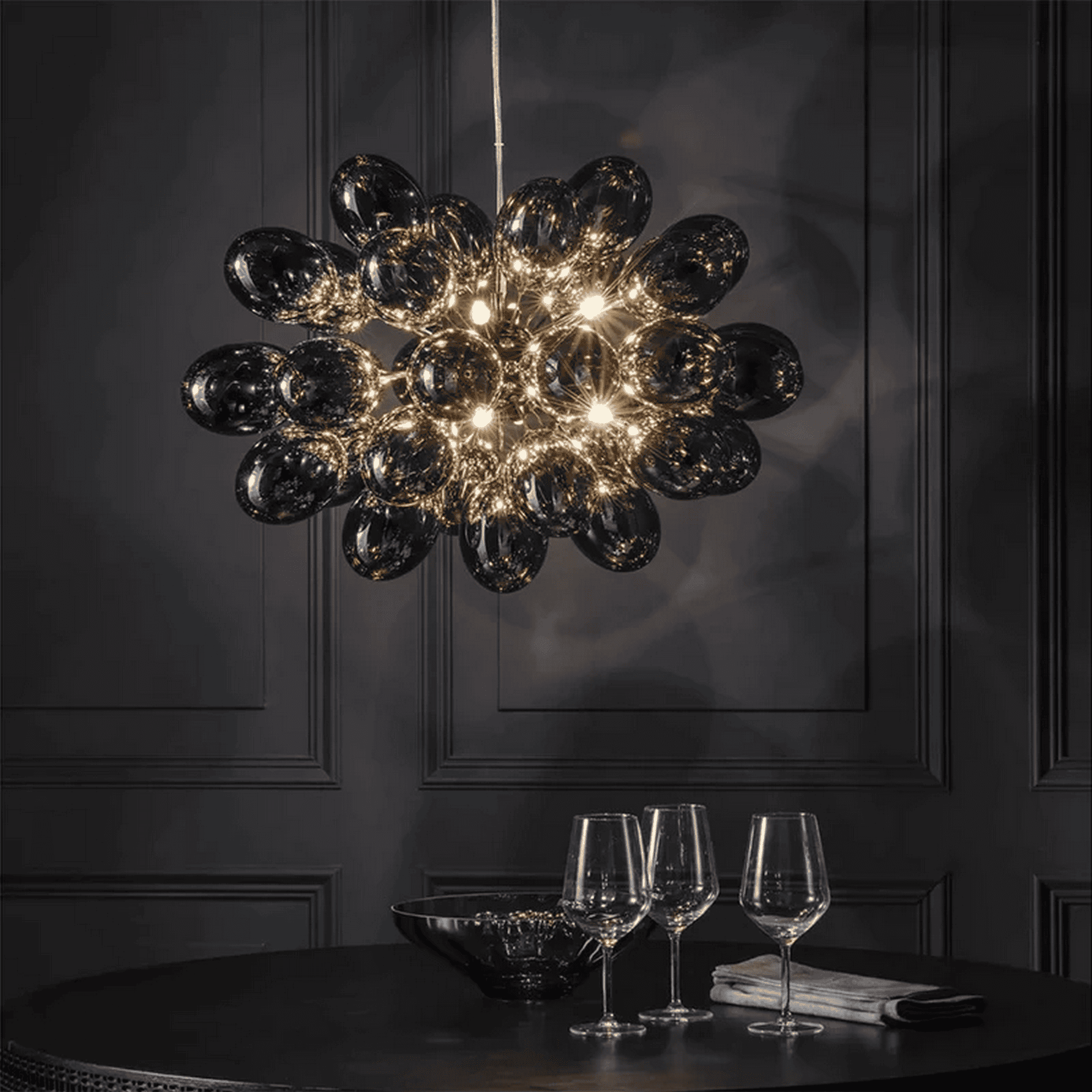 LookLighting Infinity Black Chrome Pendant Light Dining Room