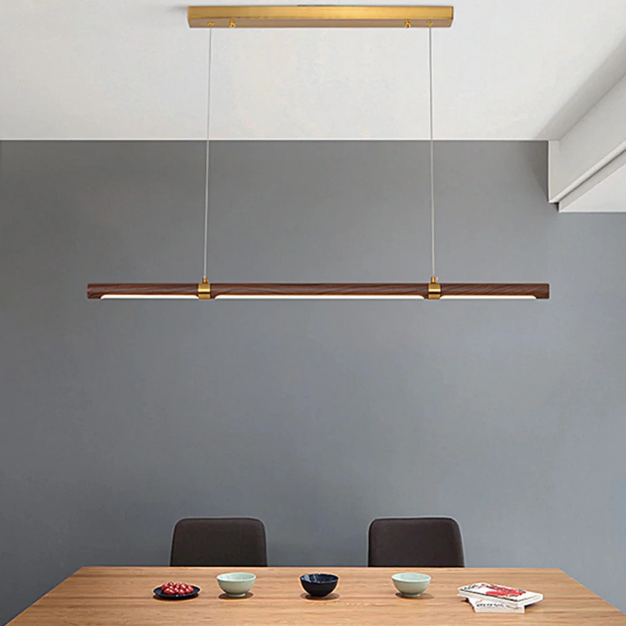 Natural Wooden LED Strips enhance the kitchen island with warm ambient lighting, blending organic wood textures and modern design for a cozy, stylish interior.