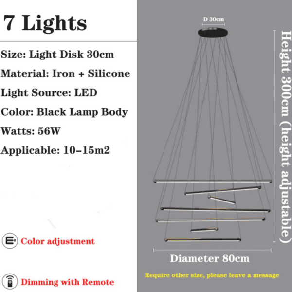 LookLighting Staircase Black Rotating Chandelier Detailed Image