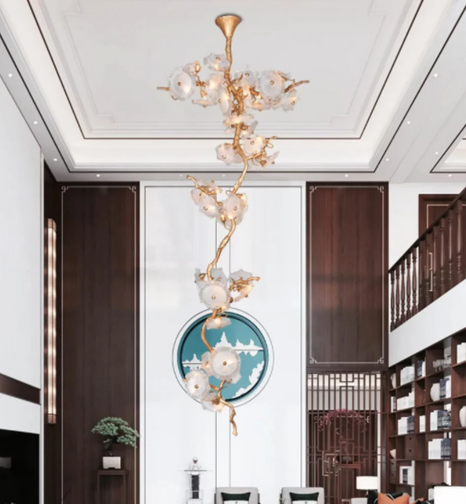 NENUFAR Bonsai Bronze Ceiling Lamp brings sculptural elegance with flowing branches and soft floral light to luxury spaces