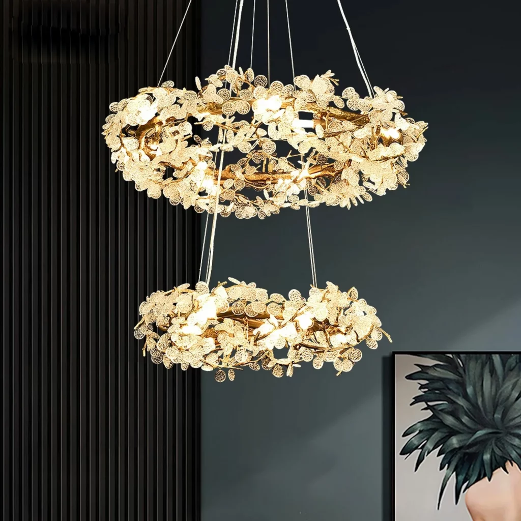 Creative Snowflake Copper Chandelier with warm branch like round finish for christmas lighting