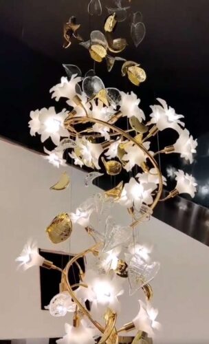 Luxury Flower Branch Staircase Chandelier photo review