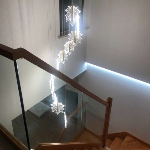 Golden Maple Leaf Staircase LED Chandelier photo review