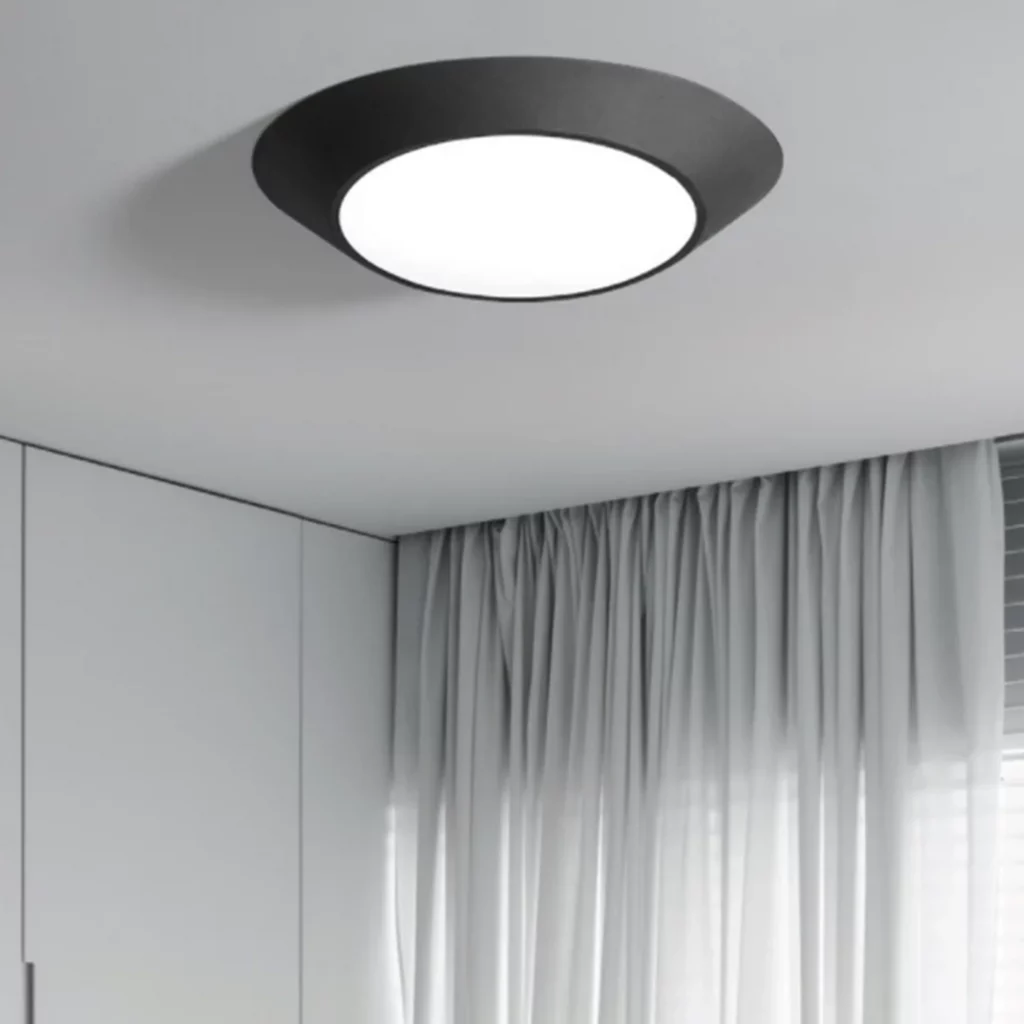 Art Design Geometrical Round Shape Lamp black modern ceiling light with white diffuser in minimalist room