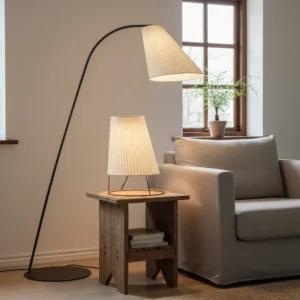Corten Cone Floor & Table Lamp with elongated metalic finish for modern homes