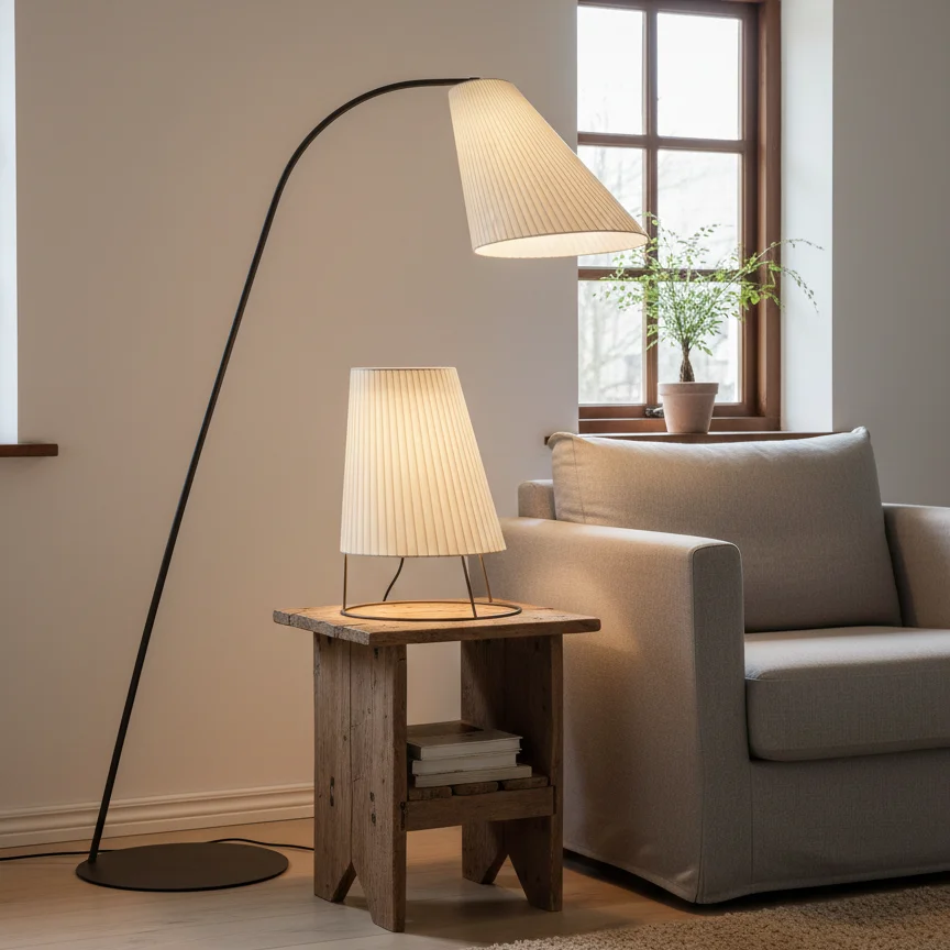 Corten Cone Floor & Table Lamp with elongated metalic finish for modern homes
